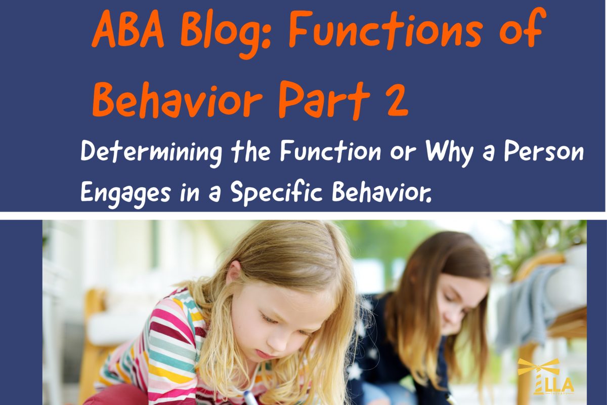 Functions of Behavior-Part 2: Determining the Function or Why a Person Engages in a Specific Behavior.