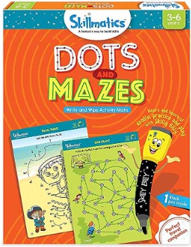 Skillmatics Dots and Mazes write-and-wipe activity mats box