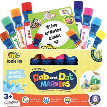 Doodle Hog Dab and Dot washable markers box with colorful markers