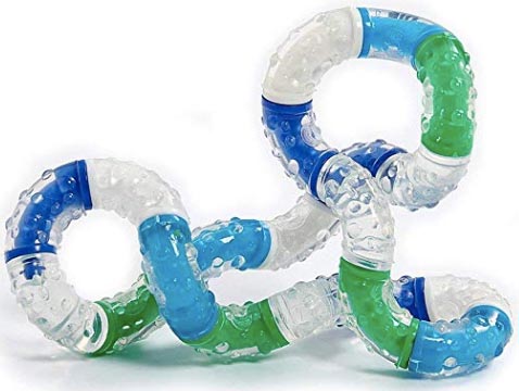 Clear, blue and green Tangle Therapy twistable hand fidget