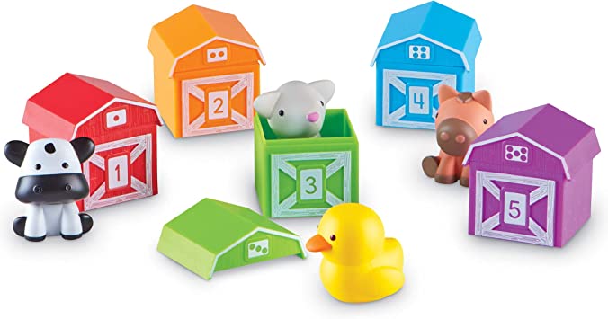 Learning Resources Peek-a-Boo Learning Farm toy with numbered barns and animal figures